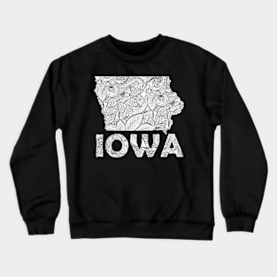 Mandala art map of Iowa with text in white Crewneck Sweatshirt